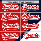 Custom Navy Red-White Color Block Personalized Half Heart Pattern Authentic Baseball Jersey