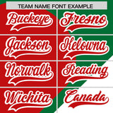 Custom Kelly Green Red-White Color Block Personalized Half Heart Pattern Authentic Baseball Jersey