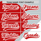 Custom Silver Red-White Color Block Personalized Half Heart Pattern Authentic Baseball Jersey