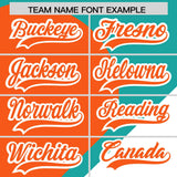 Custom Aqua Orange-White Color Block Personalized Half Heart Pattern Authentic Baseball Jersey