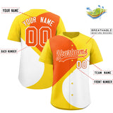 Custom Gold Orange-White Color Block Personalized Half Heart Pattern Authentic Baseball Jersey