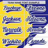 Custom Royal Gold-White Color Block Personalized Half Heart Pattern Authentic Baseball Jersey