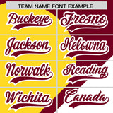 Custom Crimson Gold-White Color Block Personalized Half Heart Pattern Authentic Baseball Jersey