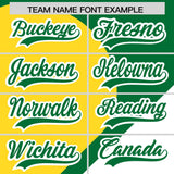 Custom Kelly Green Gold-White Color Block Personalized Half Heart Pattern Authentic Baseball Jersey