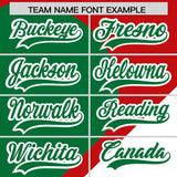 Custom Red Kelly Green-White Color Block Personalized Half Heart Pattern Authentic Baseball Jersey