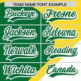 Custom Gold Kelly Green-White Color Block Personalized Half Heart Pattern Authentic Baseball Jersey