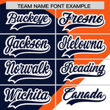 Custom Orange Navy-White Color Block Personalized Half Heart Pattern Authentic Baseball Jersey
