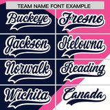 Custom Pink Navy-White Color Block Personalized Half Heart Pattern Authentic Baseball Jersey