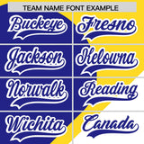 Custom Gold Royal-White Color Block Personalized Half Heart Pattern Authentic Baseball Jersey