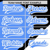 Custom Black Powder Blue-White Color Block Personalized Half Heart Pattern Authentic Baseball Jersey