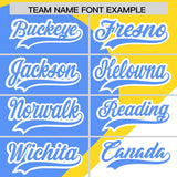 Custom Gold Powder Blue-White Color Block Personalized Half Heart Pattern Authentic Baseball Jersey