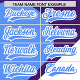 Custom Purple Powder Blue-White Color Block Personalized Half Heart Pattern Authentic Baseball Jersey