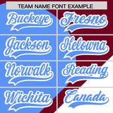 Custom Crimson Powder Blue-White Color Block Personalized Half Heart Pattern Authentic Baseball Jersey