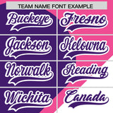 Custom Pink Purple-White Color Block Personalized Half Heart Pattern Authentic Baseball Jersey