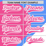 Custom Powder Blue Pink-White Color Block Personalized Half Heart Pattern Authentic Baseball Jersey