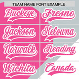 Custom Silver Pink-White Color Block Personalized Half Heart Pattern Authentic Baseball Jersey