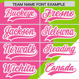 Custom Neon Green Pink-White Color Block Personalized Half Heart Pattern Authentic Baseball Jersey