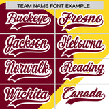 Custom Gold Crimson-White Color Block Personalized Half Heart Pattern Authentic Baseball Jersey