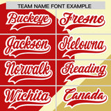 Custom Cream Red-Old Gold Color Block Personalized Half Heart Pattern Authentic Baseball Jersey
