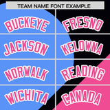 Custom Black Powder Blue-Pink Color Block Personalized Half Heart Pattern Authentic Baseball Jersey