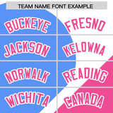 Custom White Powder Blue-Pink Color Block Personalized Half Heart Pattern Authentic Baseball Jersey