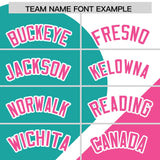 Custom White Aqua-Pink Color Block Personalized Half Heart Pattern Authentic Baseball Jersey