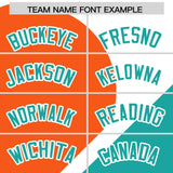 Custom White Orange-Aqua Color Block Personalized Half Heart Pattern Authentic Baseball Jersey