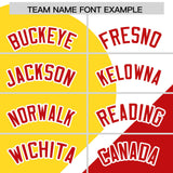 Custom White Gold-Red Color Block Personalized Half Heart Pattern Authentic Baseball Jersey