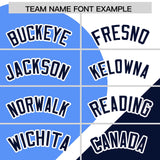 Custom White Powder Blue-Navy Color Block Personalized Half Heart Pattern Authentic Baseball Jersey