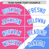 Custom White Pink-Powder Blue Color Block Personalized Half Heart Pattern Authentic Baseball Jersey