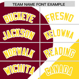 Custom White Crimson-Gold Color Block Personalized Half Heart Pattern Authentic Baseball Jersey