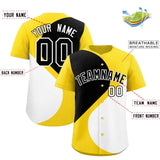 Custom Gold Black-White Color Block Personalized Half Heart Pattern Authentic Baseball Jersey