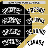 Custom Old Gold Black-White Color Block Personalized Half Heart Pattern Authentic Baseball Jersey