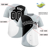 Custom Silver Black-White Color Block Personalized Half Heart Pattern Authentic Baseball Jersey