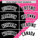 Custom Pink Black-White Color Block Personalized Half Heart Pattern Authentic Baseball Jersey