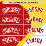 Custom Gold Red-White Color Block Personalized Half Heart Pattern Authentic Baseball Jersey