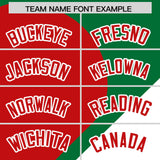 Custom Kelly Green Red-White Color Block Personalized Half Heart Pattern Authentic Baseball Jersey
