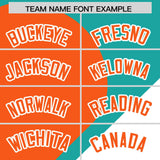 Custom Aqua Orange-White Color Block Personalized Half Heart Pattern Authentic Baseball Jersey