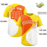 Custom Gold Orange-White Color Block Personalized Half Heart Pattern Authentic Baseball Jersey