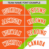 Custom Neon Green Orange-White Color Block Personalized Half Heart Pattern Authentic Baseball Jersey