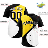 Custom Black Gold-White Color Block Personalized Half Heart Pattern Authentic Baseball Jersey