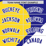 Custom Royal Gold-White Color Block Personalized Half Heart Pattern Authentic Baseball Jersey