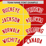 Custom Red Gold-White Color Block Personalized Half Heart Pattern Authentic Baseball Jersey