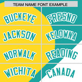 Custom Aqua Gold-White Color Block Personalized Half Heart Pattern Authentic Baseball Jersey