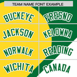 Custom Kelly Green Gold-White Color Block Personalized Half Heart Pattern Authentic Baseball Jersey
