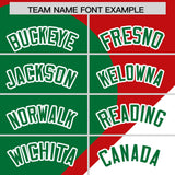 Custom Red Kelly Green-White Color Block Personalized Half Heart Pattern Authentic Baseball Jersey