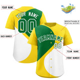 Custom Gold Kelly Green-White Color Block Personalized Half Heart Pattern Authentic Baseball Jersey