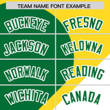 Custom Gold Kelly Green-White Color Block Personalized Half Heart Pattern Authentic Baseball Jersey