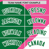 Custom Pink Kelly Green-White Color Block Personalized Half Heart Pattern Authentic Baseball Jersey