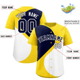Custom Gold Navy-White Color Block Personalized Half Heart Pattern Authentic Baseball Jersey